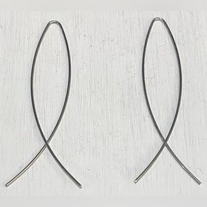 Silver Big Hoop Statement Piece Earrings Classic Minimalist Modern Contemporary